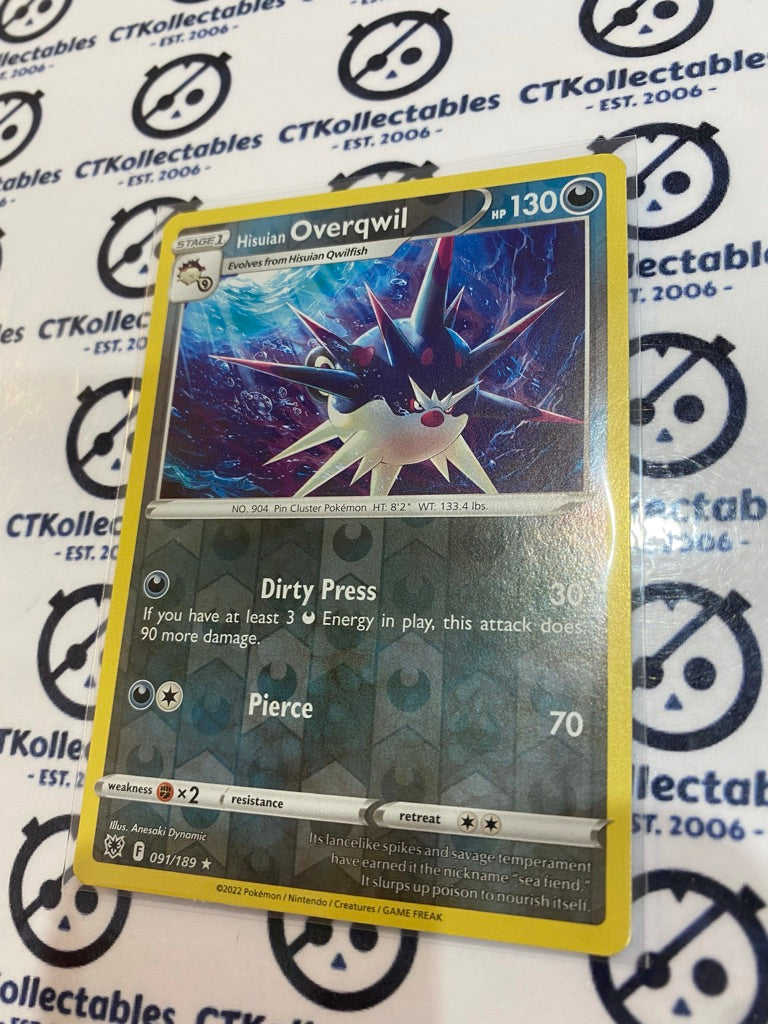 Hisuian Overqwil Reverse Holo Rare #091/189 2022 Sword & Shield Astral Radiance Pokemon Card