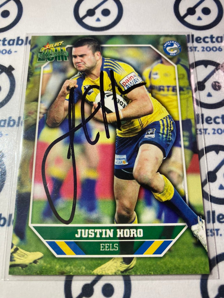Signed Justin Horo 2011 NRL Champions #118 Eels card
