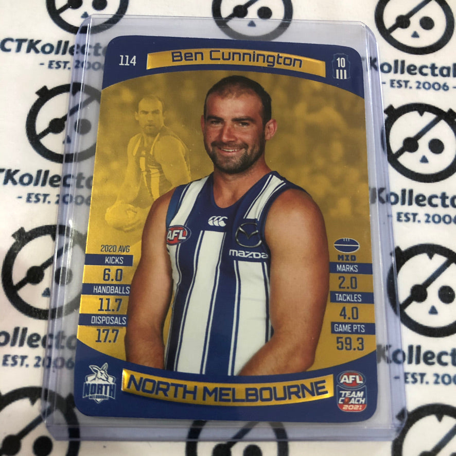 2021 AFL Teamcoach Gold Ben Cunnington #114 Kangaroos