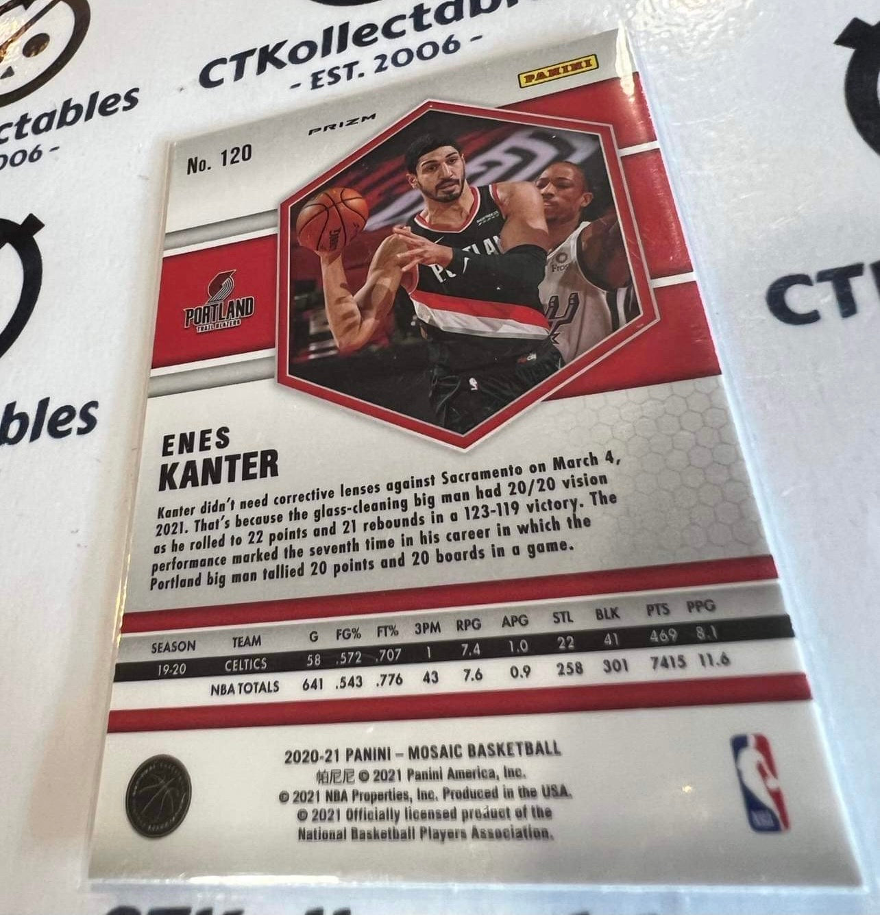 2020-21 NBA Mosaic Enes Kanter Silver Prizm #120 Portland