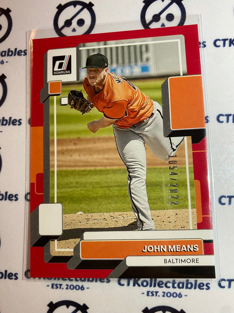 2022 Panini Donruss Baseball Red John Means #1054/2022 Baltimore