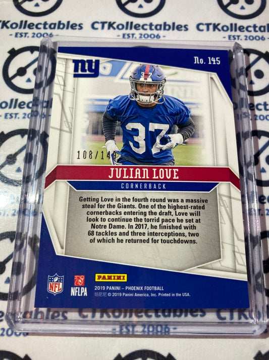 2019 NFL Panini Phoenix Julian Love Rookie Purple Parallel #108/149 Giants