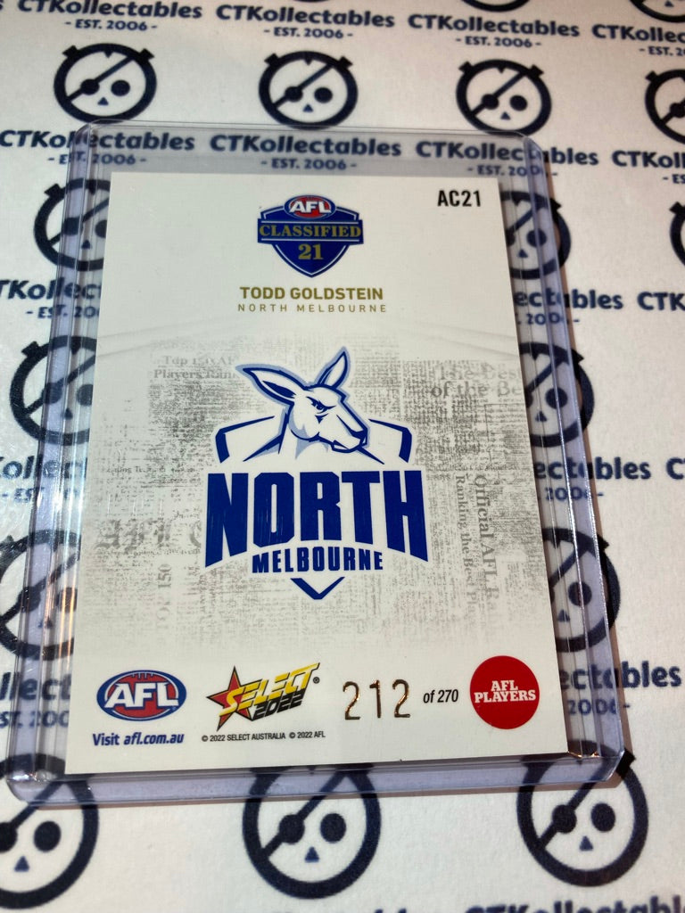 2022 AFL Footy Stars Classified #AC21 Todd Goldstein #212/270