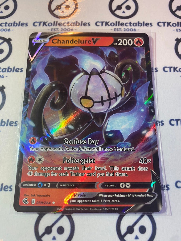 Chandelure V #039/264 2021 Sword & Shield Fusion Strike Pokemon Card