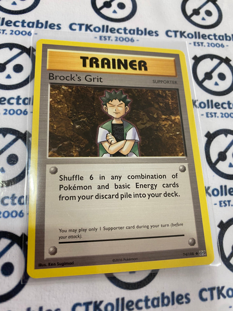 Brock's Grit #74/108 Base Pokmon Card XY EVOLUTIONS CTKollectables Brock's Grit #74/108 Base Pokmon Card XY EVOLUTIONS CTKollectables