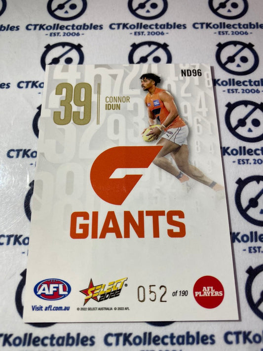 2022 AFL Footy Stars Numbers Day - Connor Idun ND96 #052/190