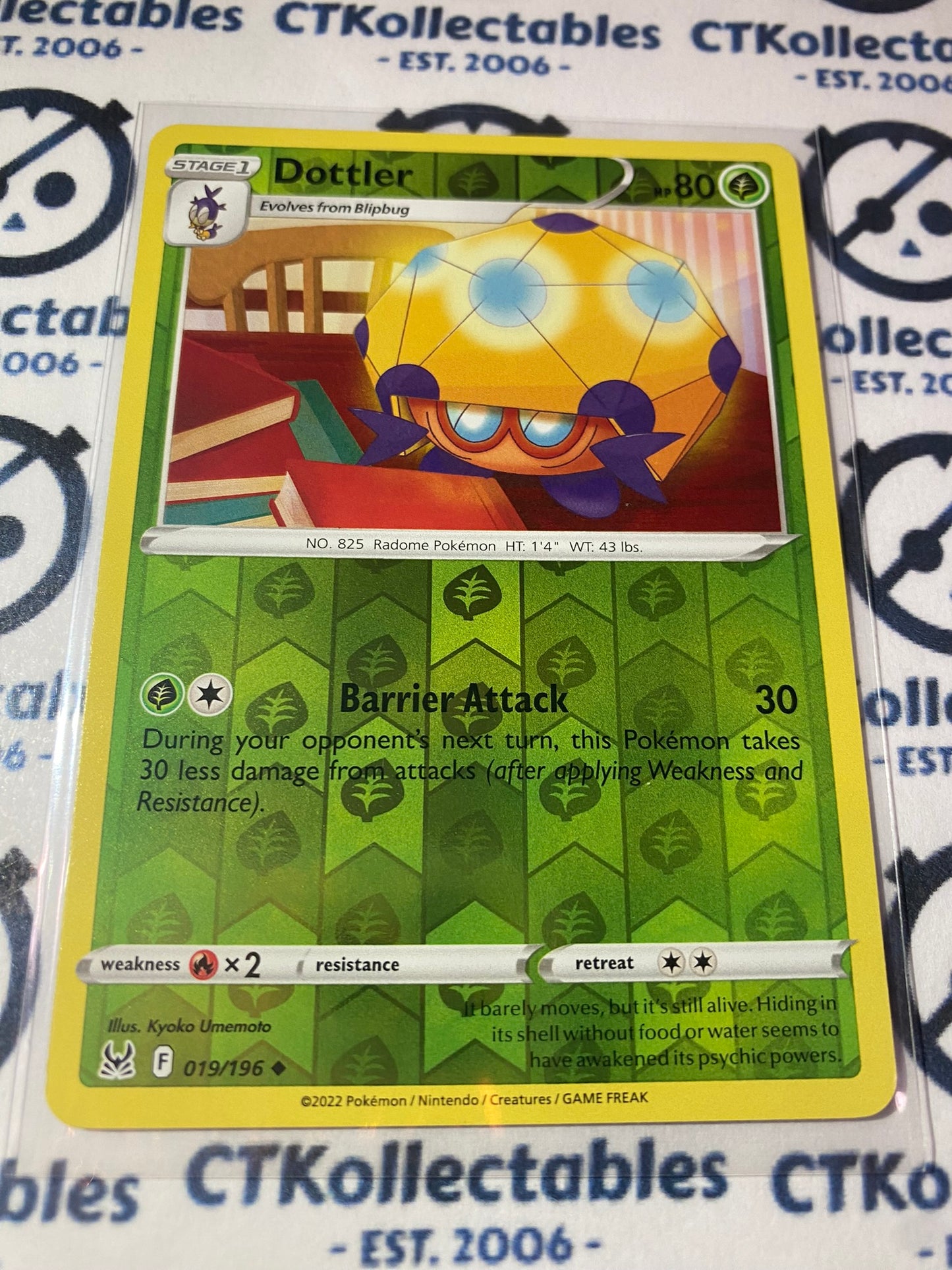 Dottler Reverse Holo #019/196 2022 Sword & Shield Lost Origin Pokemon Card