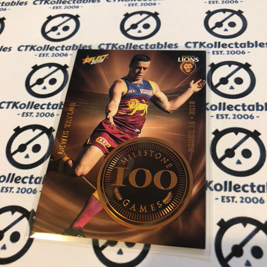 2019 Afl Footy Stars Lewis Taylor Milestone 100 games MG10