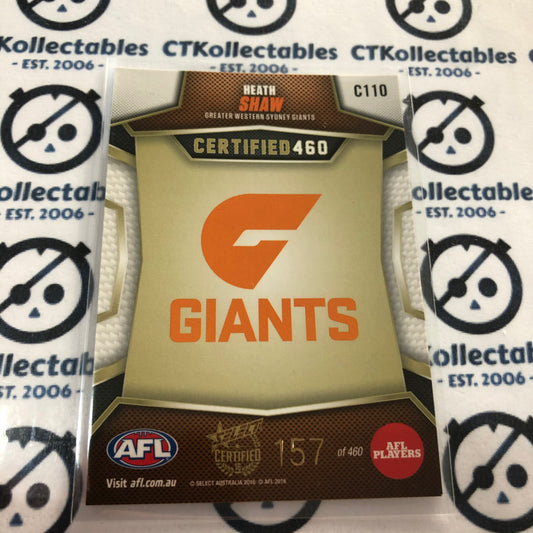 2016 AFL Select Certified 460 Heath Shaw #157/460 #C110