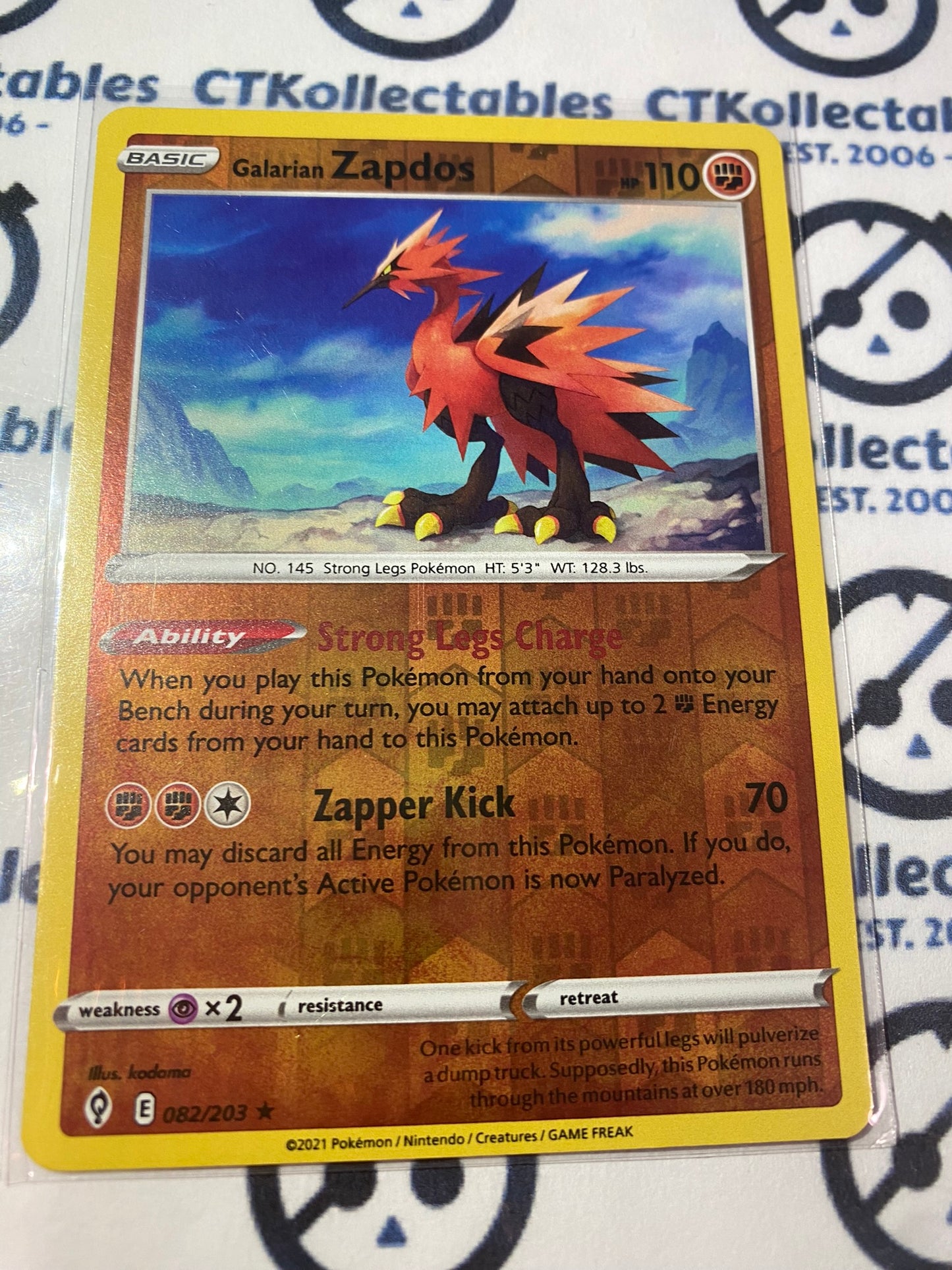 Galarian Zapdos Reverse Holo #082/203 Pokemon Sword & Shield Evolving Skies