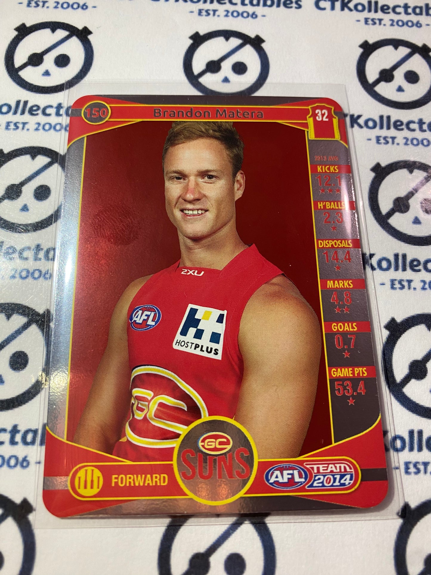 2014 AFL Teamcoach Silver Parallel #150 Brandon Matera Suns