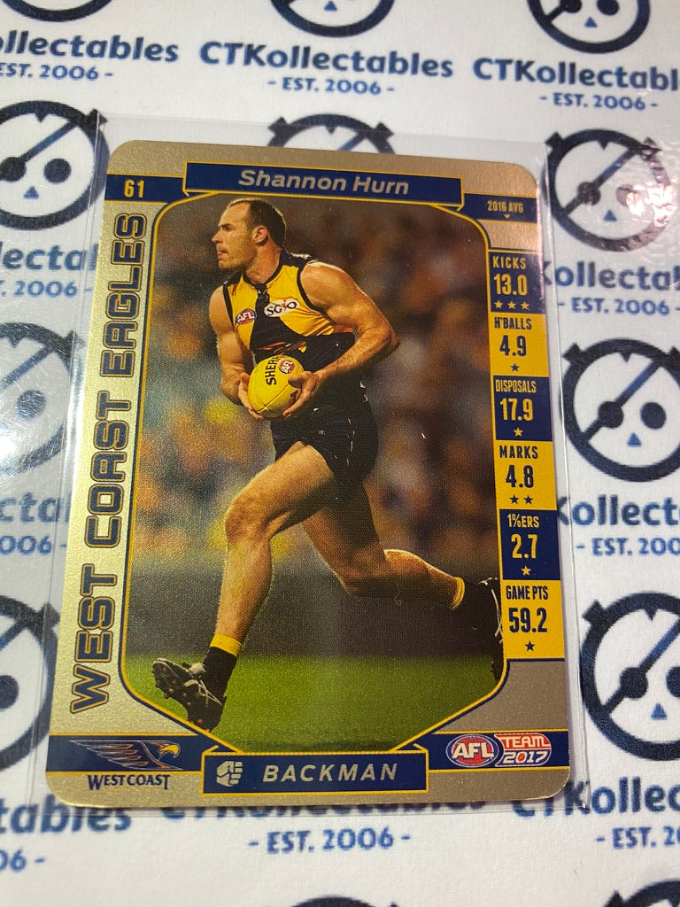 2017 AFL Teamcoach Gold #61 Shannon Hurn Eagles