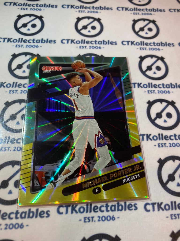 2021-22 NBA Panini Donruss Michael Porter Jr. Green Yellow Laser #99 Nuggets