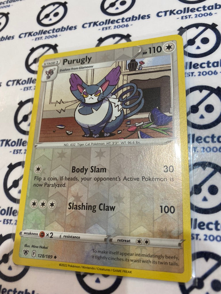 Purugly Reverse Holo #128/189 2022 Sword & Shield Astral Radiance Pokemon Card