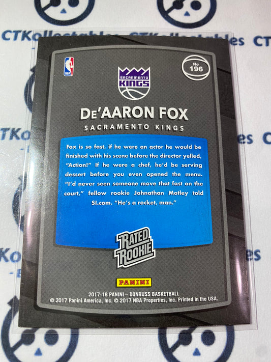 2017-18 NBA Donruss De'Aaron Fox Rated Rookie #196 Kings