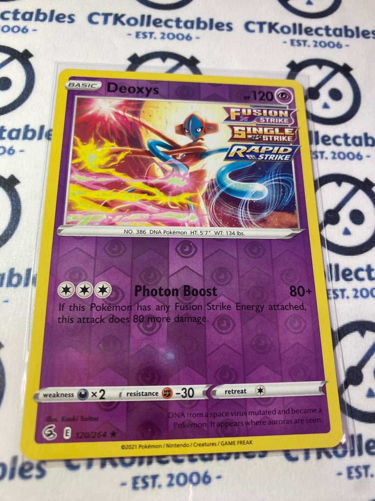 Deoxys Reverse Holo #120/264 2021 Sword & Shield Fusion Strike Pokemon Card
