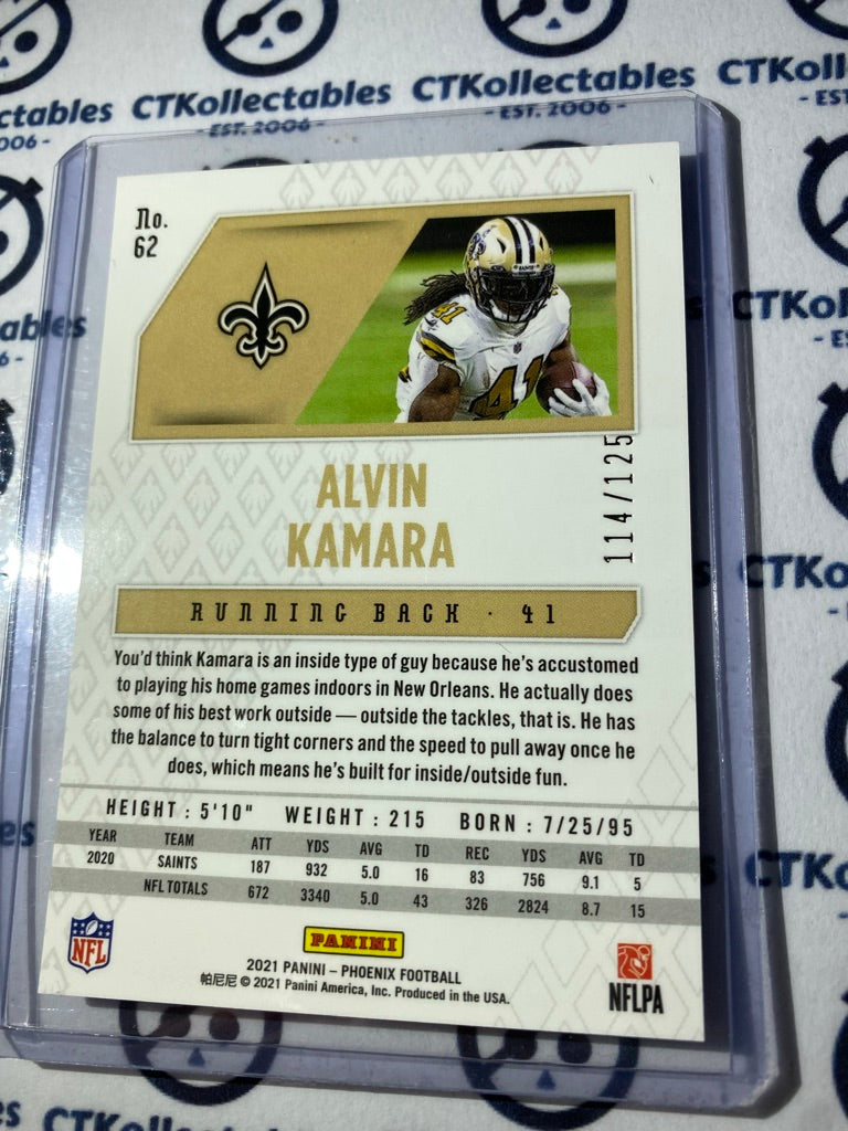 2021 NFL Panini Phoenix Alvin Kamara Purple Prizm #114/125 Saints
