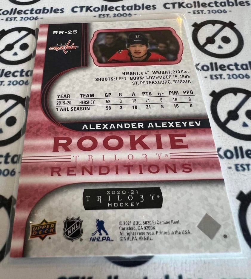 2020-21 Upper Deck Trilogy Alexander Alexeyev Rookie Renditions #352/799 Washington Capitals