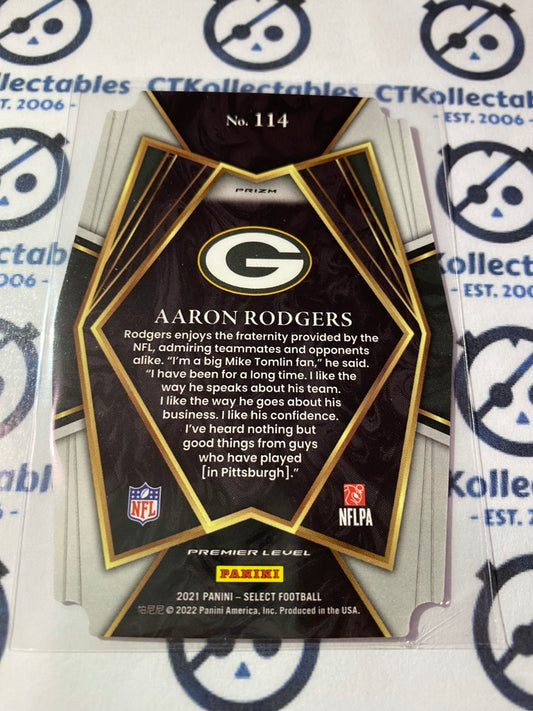 2021 NFL Panini Select Aaron Rodgers Premier Level Silver Prizm Die-cut #114 Packers