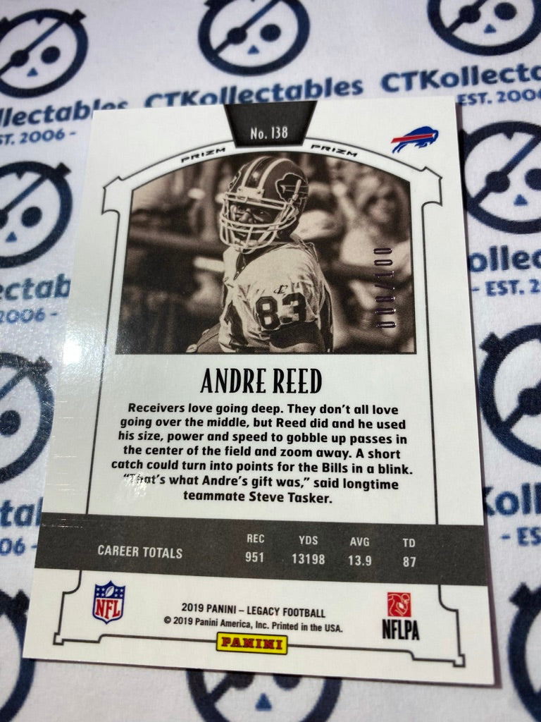 2019 Nfl Panini Legacy Andre Reed Red #008/100 Premium #138 Bills