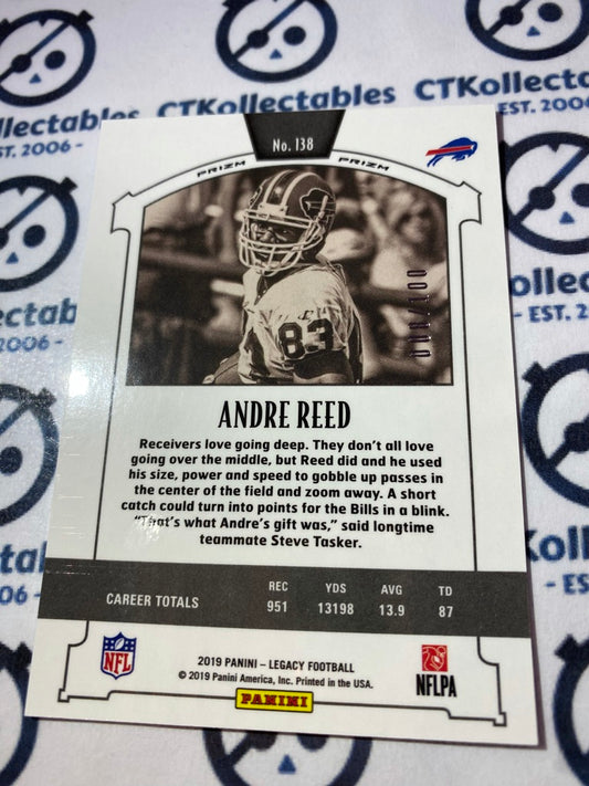 2019 Nfl Panini Legacy Andre Reed Red #008/100 Premium #138 Bills