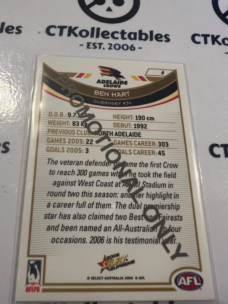2006 AFL Supreme Ben Hart #8 Promo Card Crows