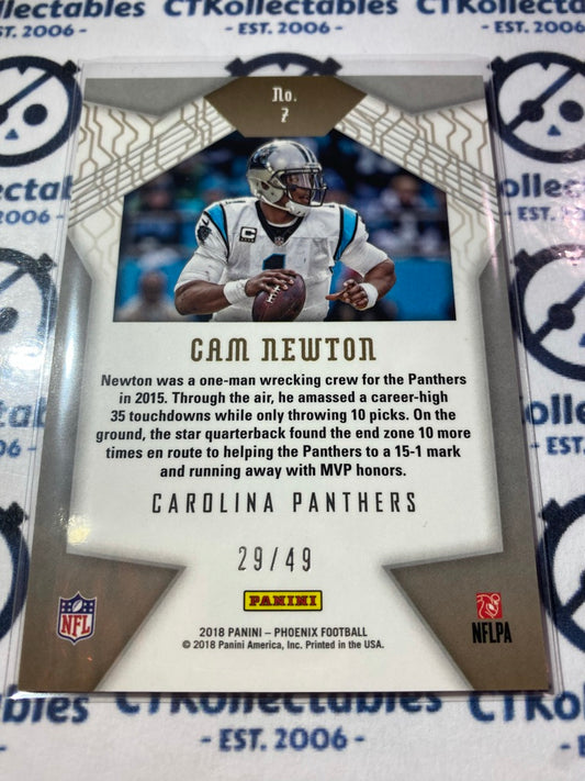 2018 Panini NFL Phoenix Cam Newton Orange Prizm #29/49 Panthers