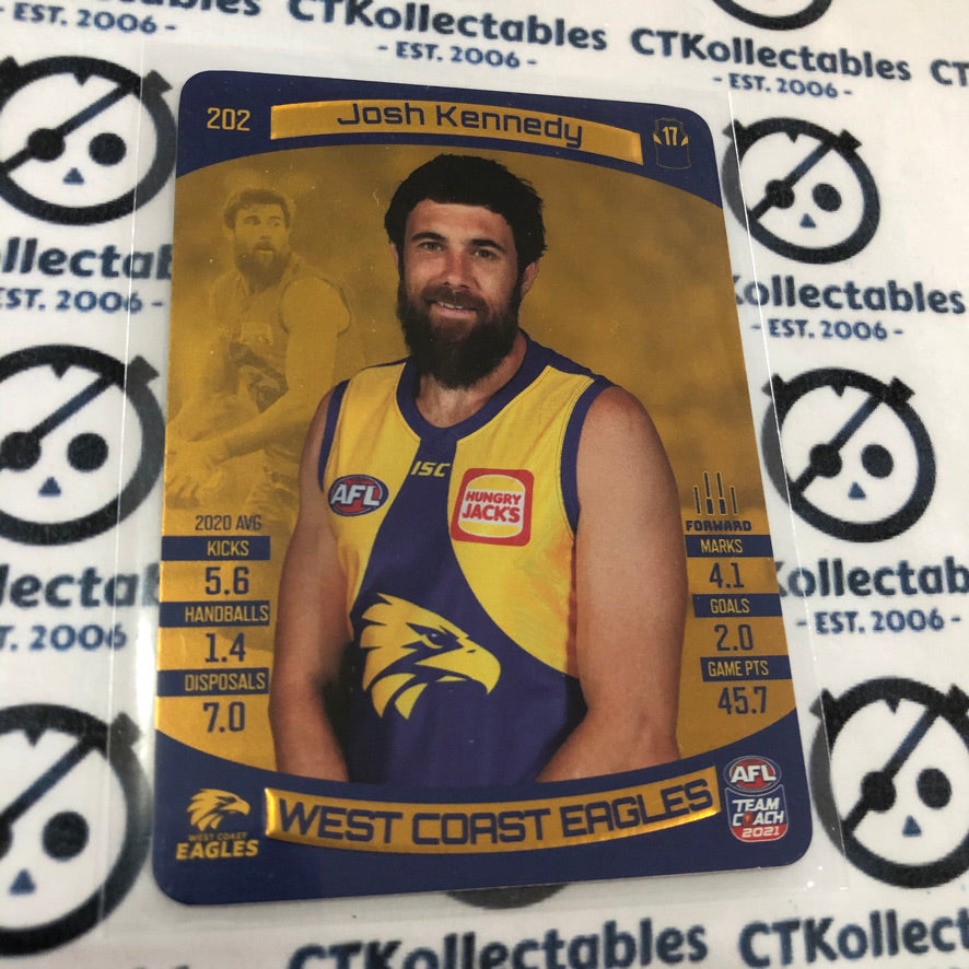 2021 AFL Teamcoach Gold Josh Kennedy #202 Eagles