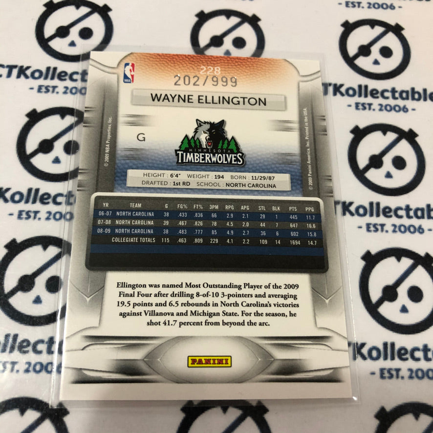 2009-10 NBA Prestige Wayne Ellington Draft Picks #202/999 Timberwolves