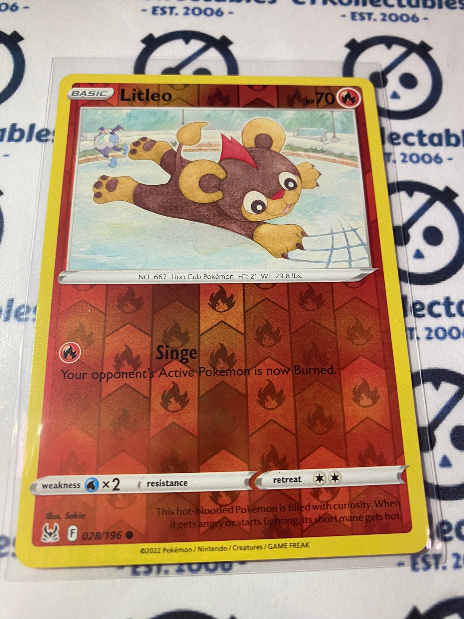 litleo pokemon card Litleo Reverse Holo #028/196 2022 Sword & Shield Lost Origin Pokemon C – CTKollectables