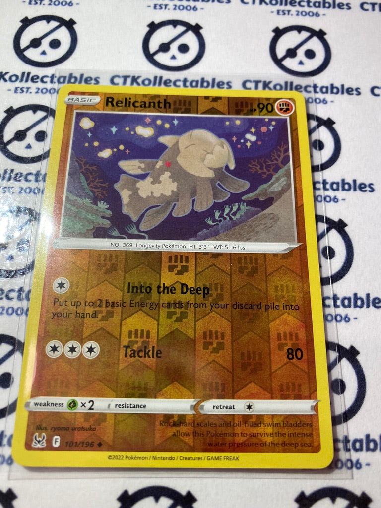 Relicanth Reverse Holo #101/196 2022 Sword & Shield Lost Origin Pokemon Card