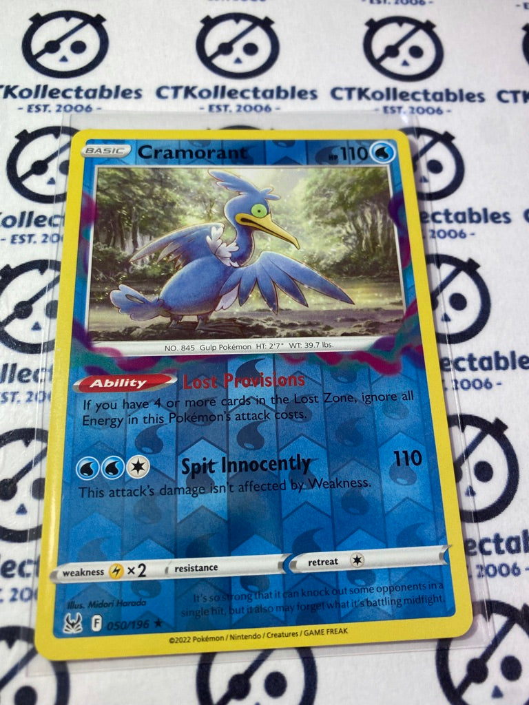 Cramorant Reverse Holo Rare #050/196 2022 Sword & Shield Lost Origin Pokemon Card