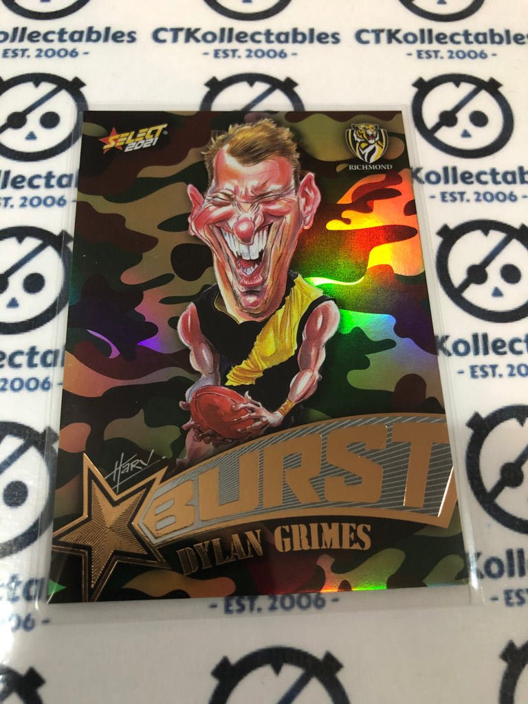 2021 AFL Footy Stars Camo Burst Dylan Grimes #SBC54 Tigers