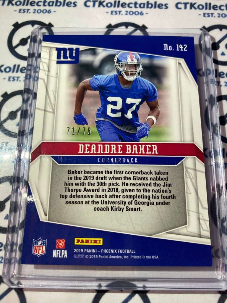 2019 NFL Panini Phoenix Deandre Baker Rookie Gold Parallel #71/75 Giants