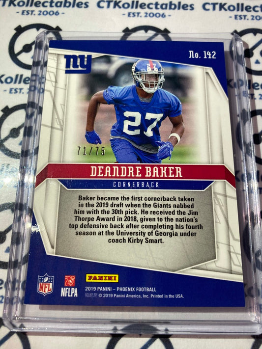 2019 NFL Panini Phoenix Deandre Baker Rookie Gold Parallel #71/75 Giants