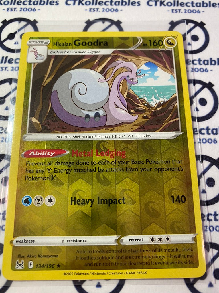 Hisuian Goodra Reverse Holo Rare #134/196 2022 Sword & Shield Lost Origin Pokemon Card