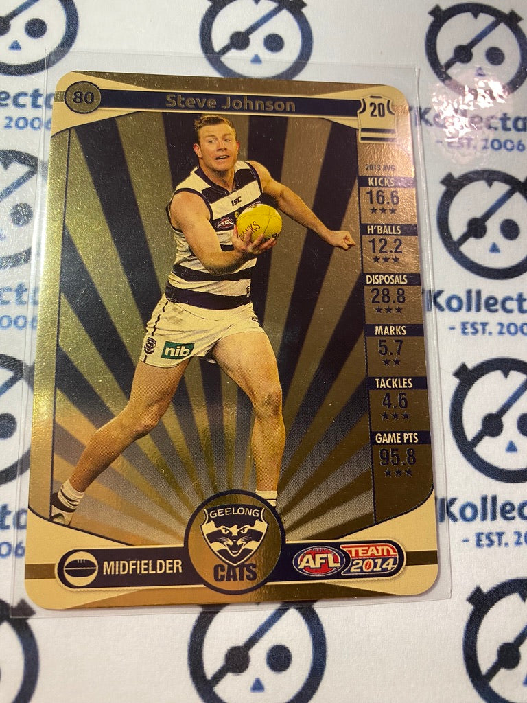 2014 AFL Teamcoach Gold Card #80 Steve Johnson Cats