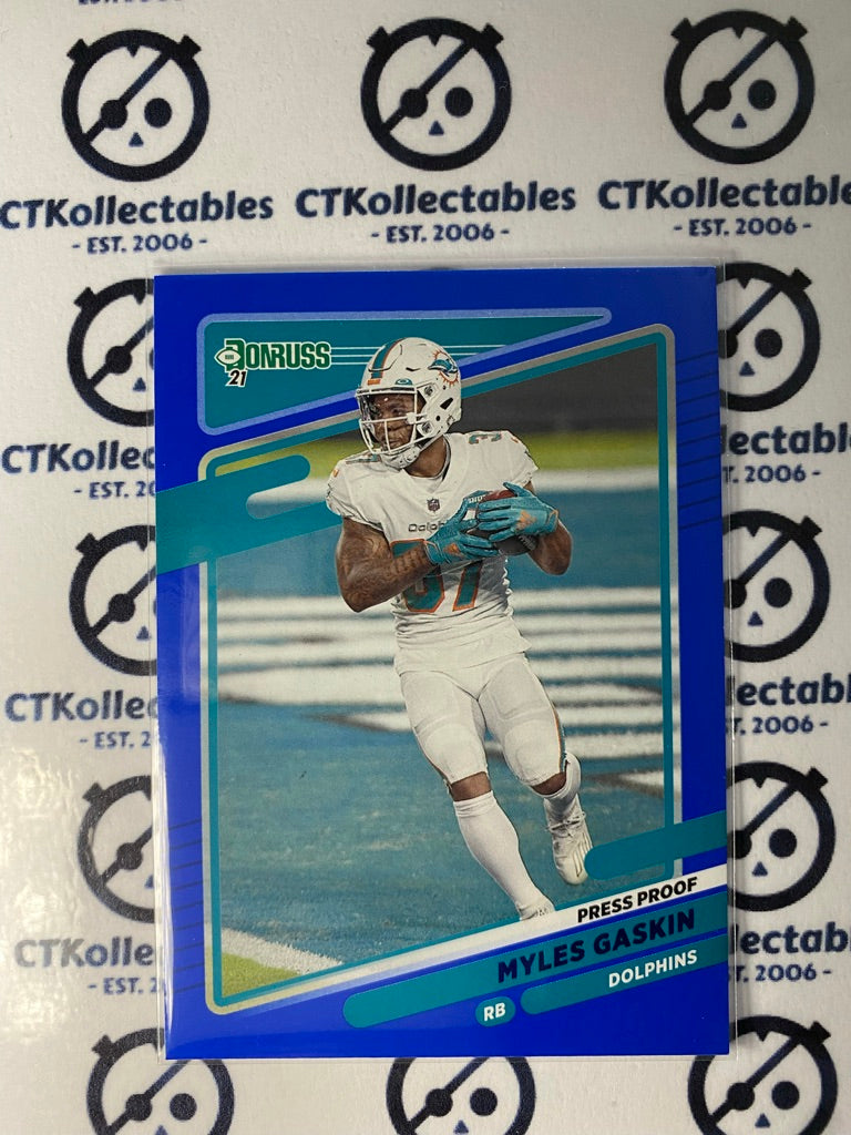 2021 NFL Donruss Press Proof Blue Myles Gaskin #65 Dolphins