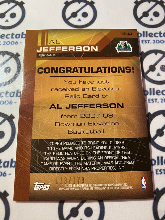 2007-08 Bowman Elevation Al Jefferson Elevation Relic #113/179 Timberwolves