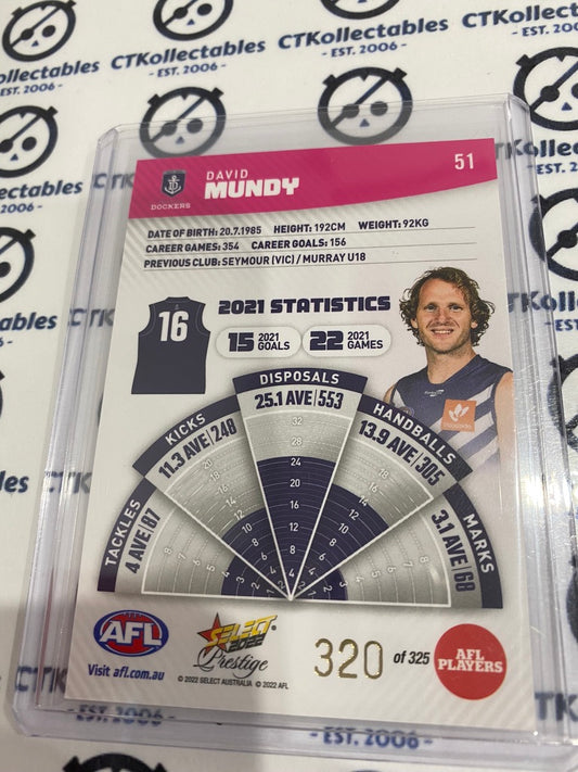 2022 AFL Footy Stars Prestige David Mundy Pink Parallel #320/325 Dockers