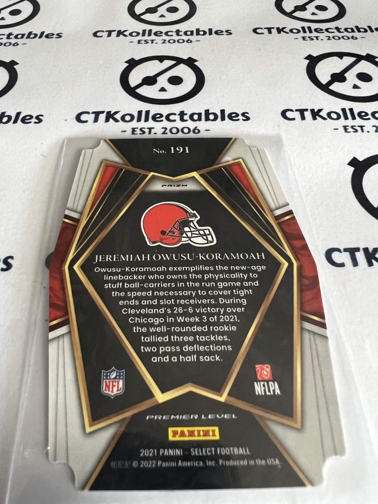 2021 NFL Panini Select Jeremiah Owusu-Koramoah Premier Level Prizm RC Black & Gold #191 Browns