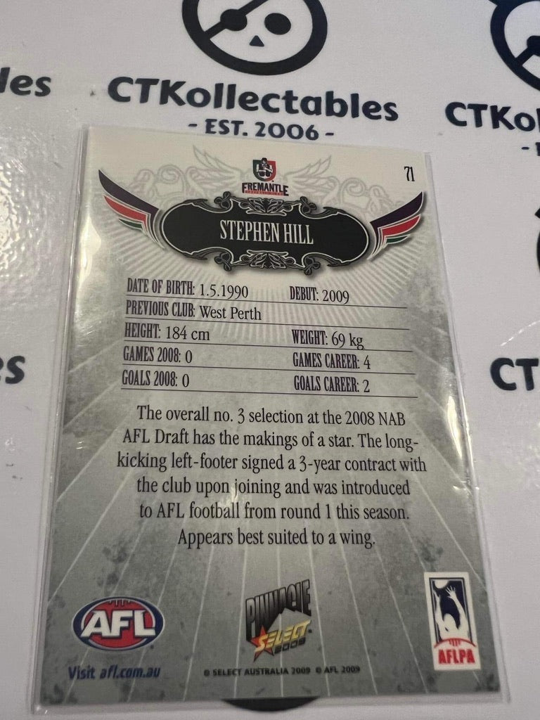 2009 AFL Pinnacle Stephen Hill #71 Promo Card Dockers