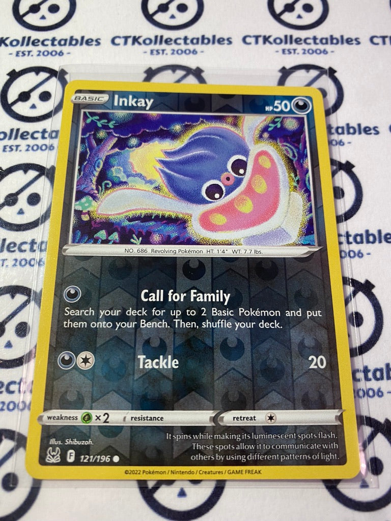 Inkay Reverse Holo #121/196 2022 Sword & Shield Lost Origin Pokemon Card