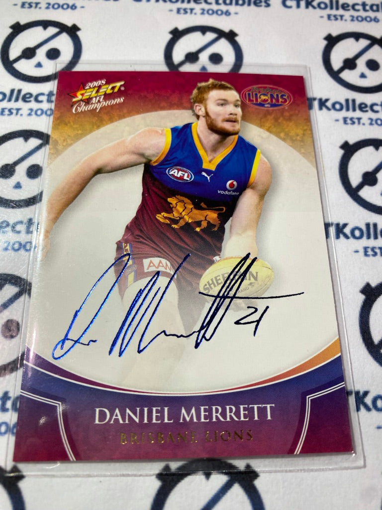 2008 AFL Champions Daniel Merrett Blue Foil Signature FS10 Lions