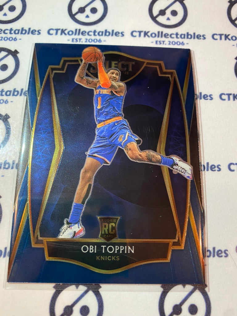 2020-21 Panini NBA Select Obi Toppin Blue RC Premier Level #187