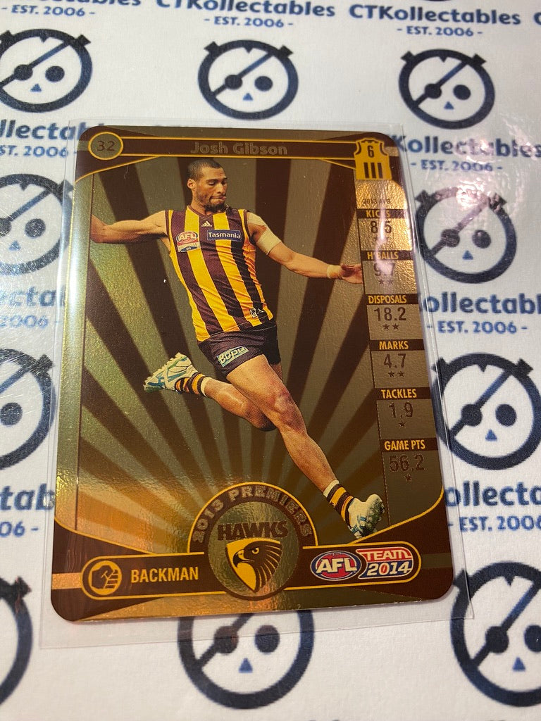 2014 AFL Teamcoach Gold Card #32 Josh Gibson Hawks