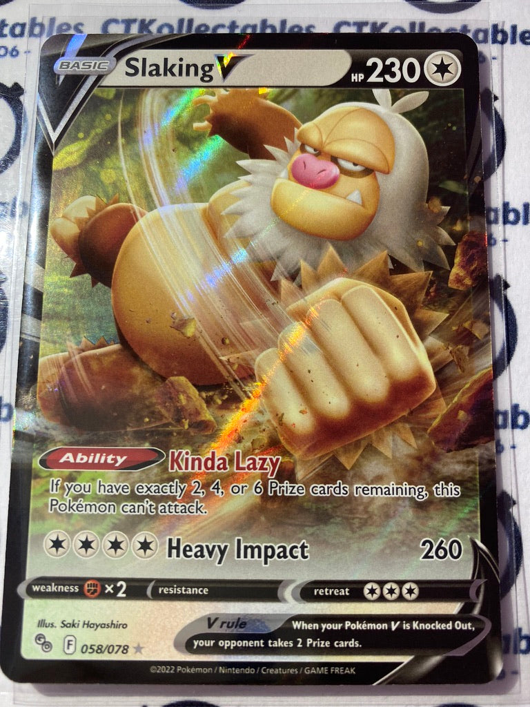 Slaking V Card #058/078 2022 Sword & Shield Pokemon Go Pokemon Card