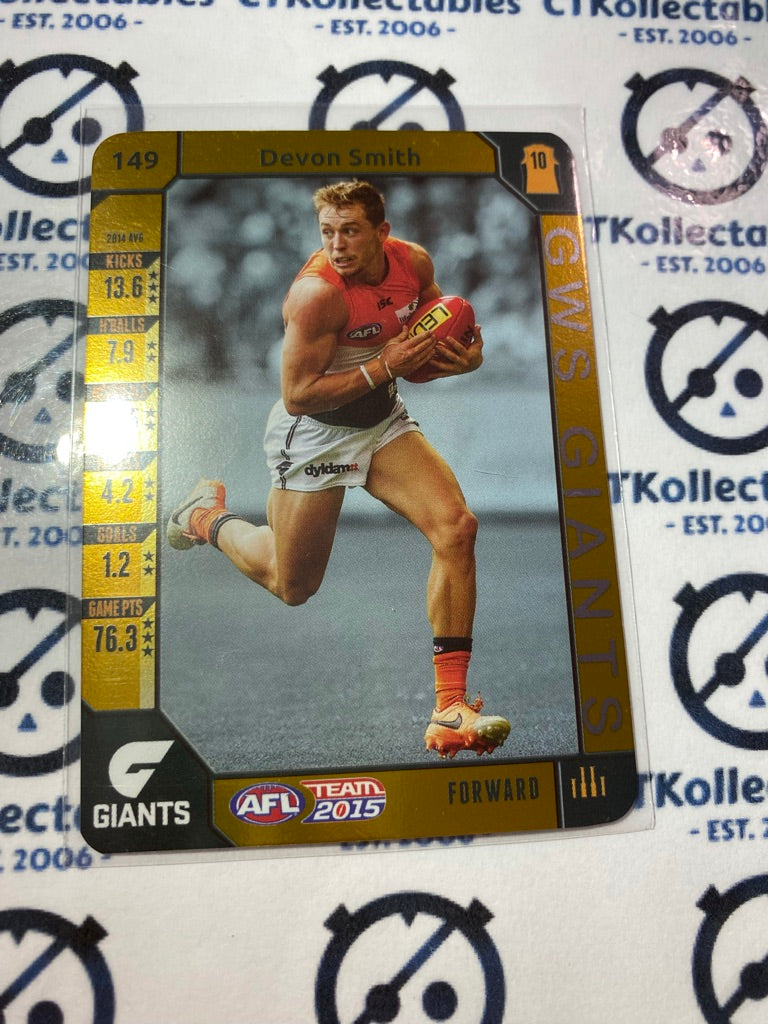 2015 AFL Teamcoach Gold #149 Devon Smith Giants