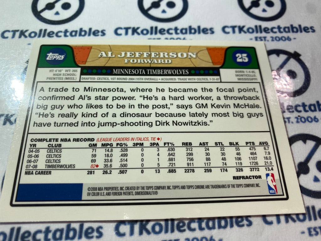 2008-09 Topps Chrome NBA Al Jefferson REFRACTOR #25Timberwolves