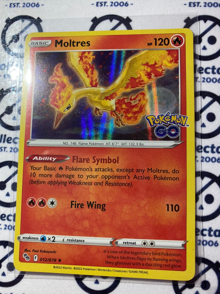 Moltres Holo Rare Card #012/078 2022 Sword & Shield Pokemon Go Pokemon Card